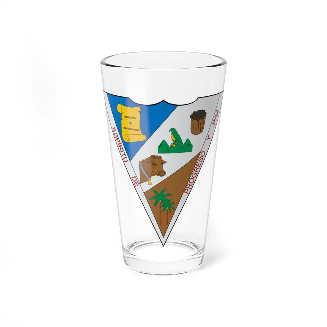Escudo de Roncesvalles Tolima (Colombia) (Coat of Arms) Pint Glass 16oz 16oz - Go Mug Yourself