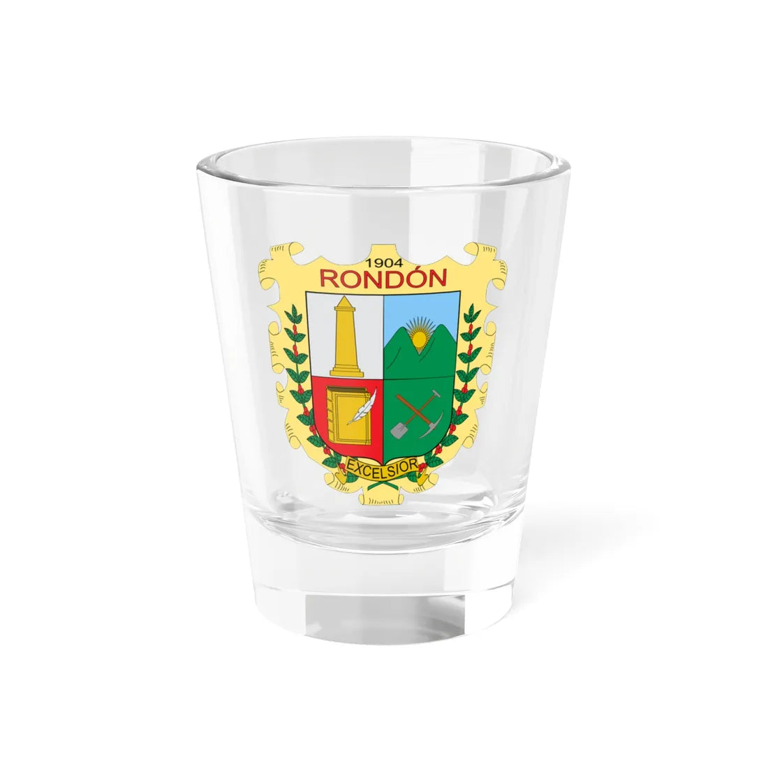 Escudo de Rondón Boyacá (Colombia) (Coat of Arms) Shot Glass 1.5oz 1.5oz - Go Mug Yourself