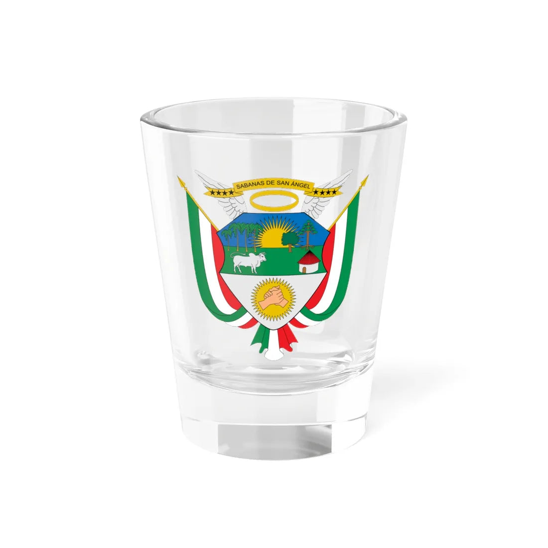 Escudo de Sabanas de San Ángel (Colombia) (Coat of Arms) Shot Glass 1.5oz 1.5oz - Go Mug Yourself