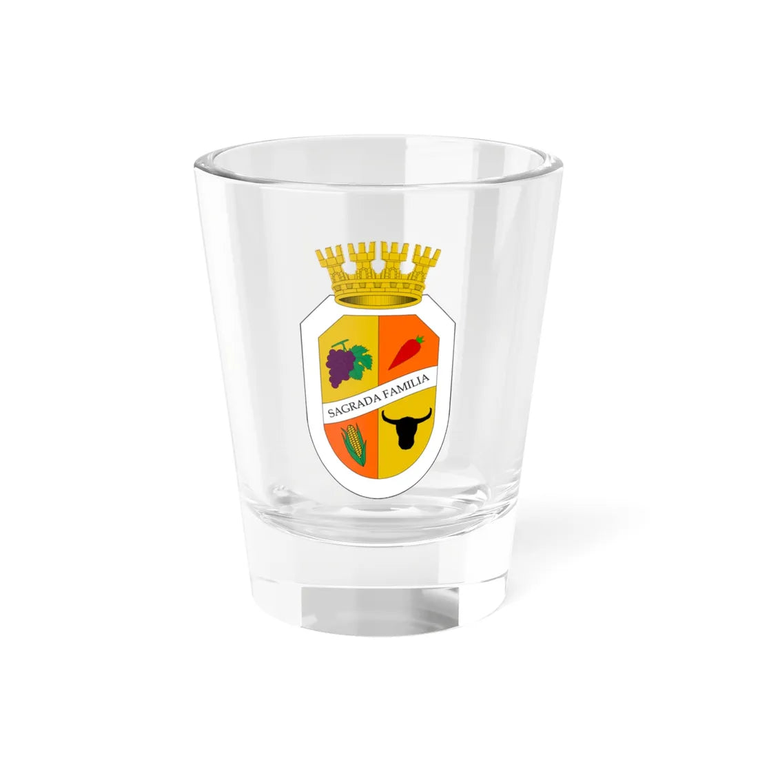 Escudo de Sagrada Familia (Chile) (Coat of Arms) Shot Glass 1.5oz 1.5oz - Go Mug Yourself