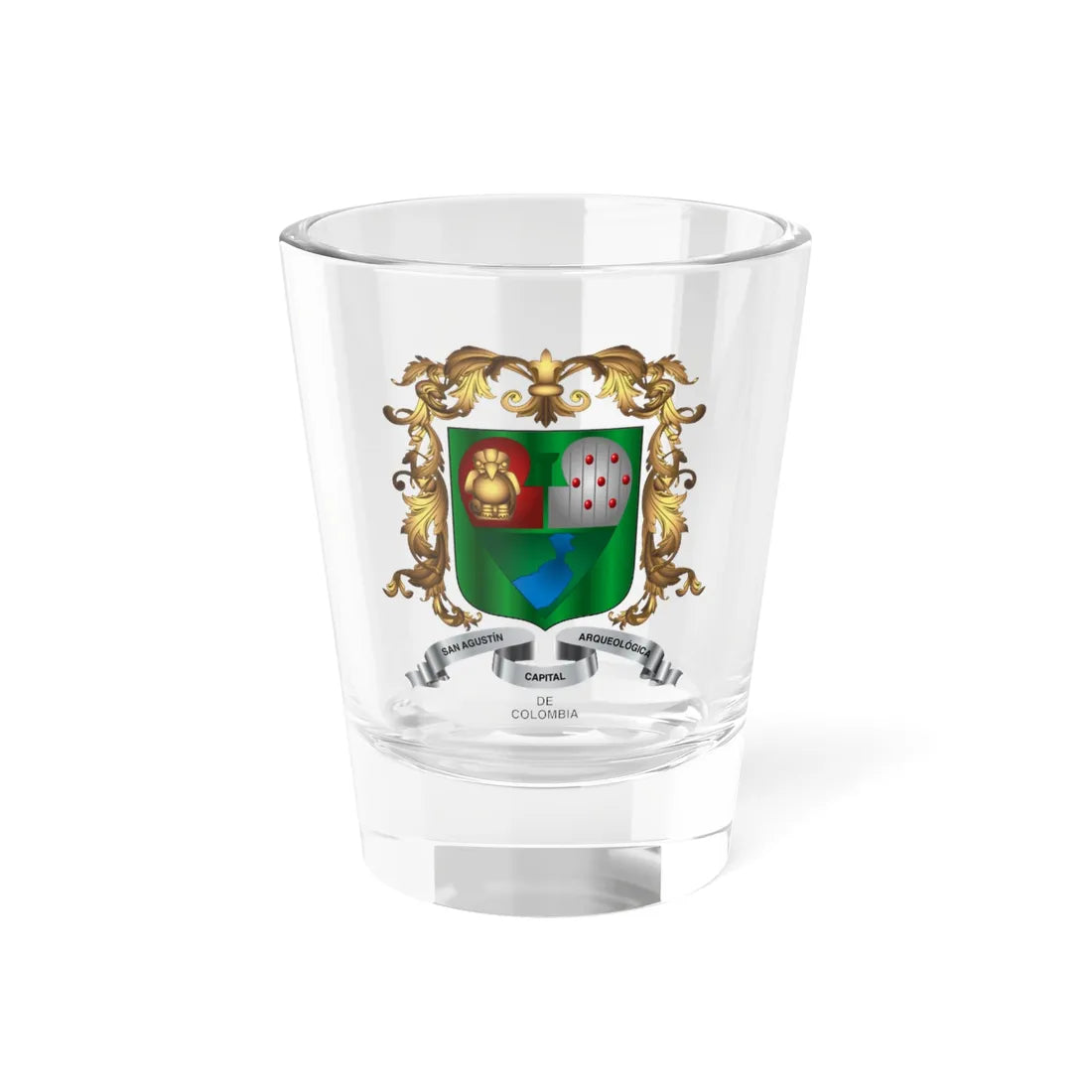 Escudo de San Agustin Huila (Colombia) (Coat of Arms) Shot Glass 1.5oz 1.5oz - Go Mug Yourself