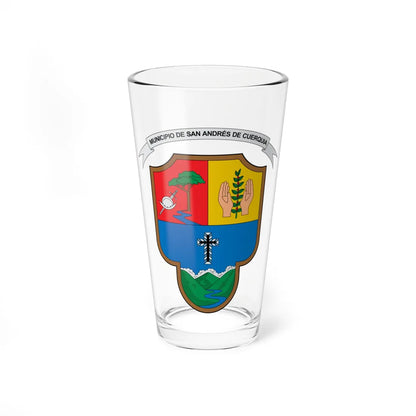 Escudo de San Andrés de Cuerquia (Colombia) (Coat of Arms) Pint Glass 16oz 16oz - Go Mug Yourself