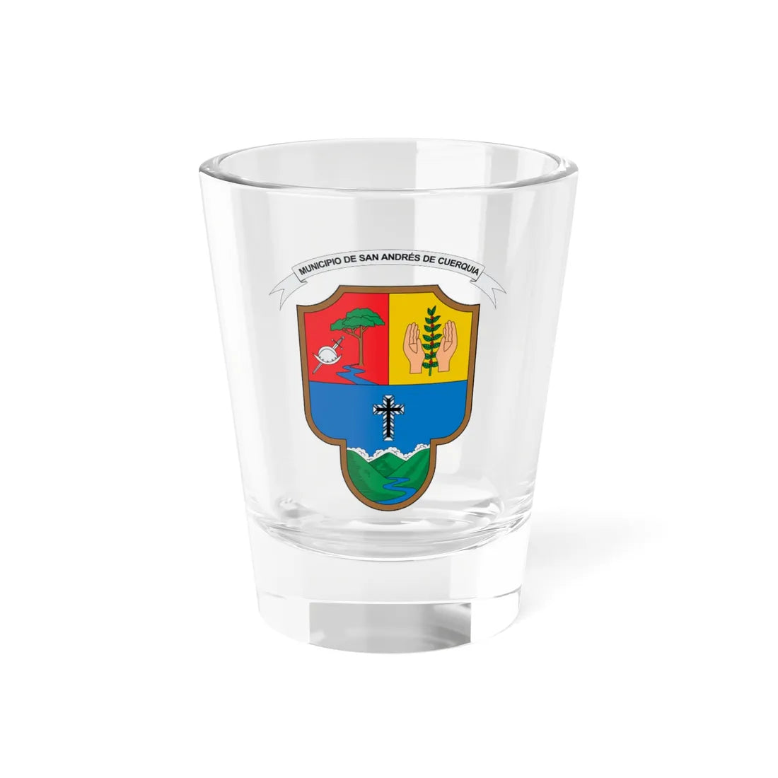 Escudo de San Andrés de Cuerquia (Colombia) (Coat of Arms) Shot Glass 1.5oz 1.5oz - Go Mug Yourself