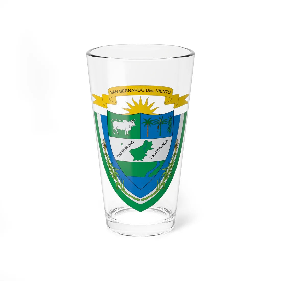 Escudo de San Bernardo del Viento (Colombia) (Coat of Arms) Pint Glass 16oz 16oz - Go Mug Yourself