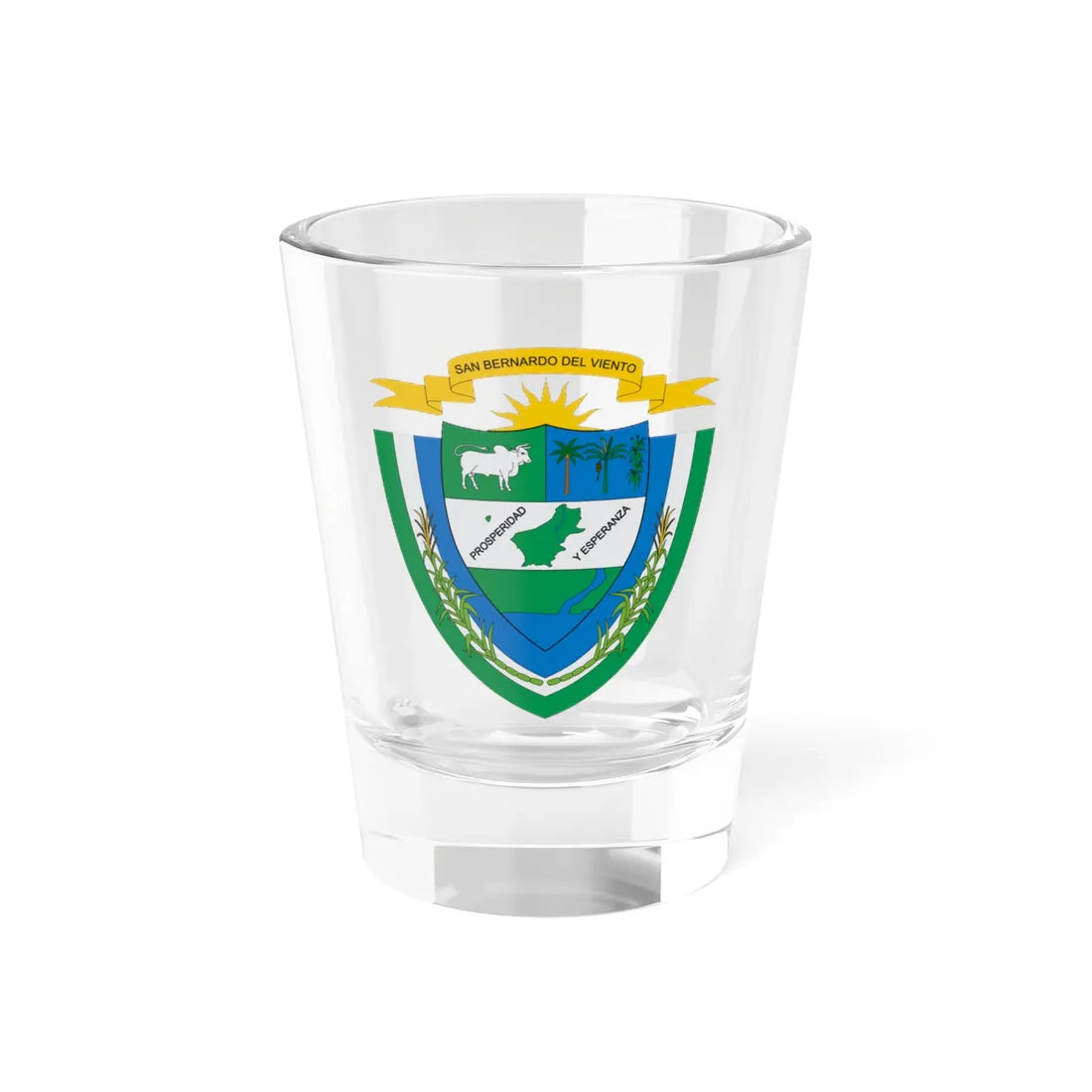 Escudo de San Bernardo del Viento (Colombia) (Coat of Arms) Shot Glass 1.5oz 1.5oz - Go Mug Yourself