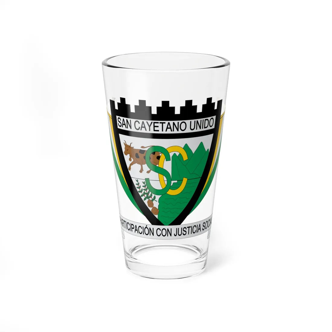 Escudo de San Cayetano Cundinamarca (Colombia) (Coat of Arms) Pint Glass 16oz 16oz - Go Mug Yourself