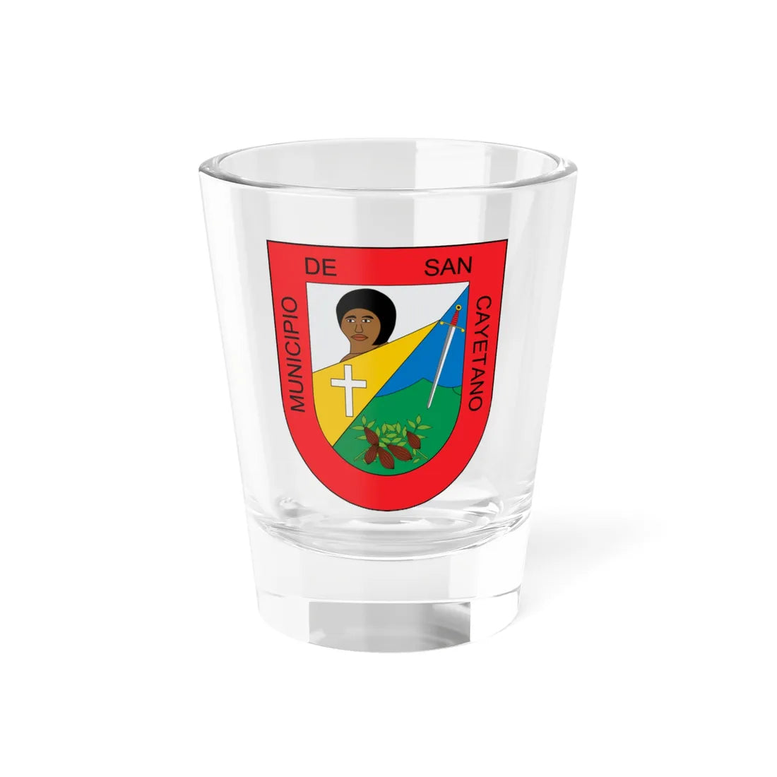 Escudo de San Cayetano Norte de Santander (Colombia) (Coat of Arms) Shot Glass 1.5oz 1.5oz - Go Mug Yourself
