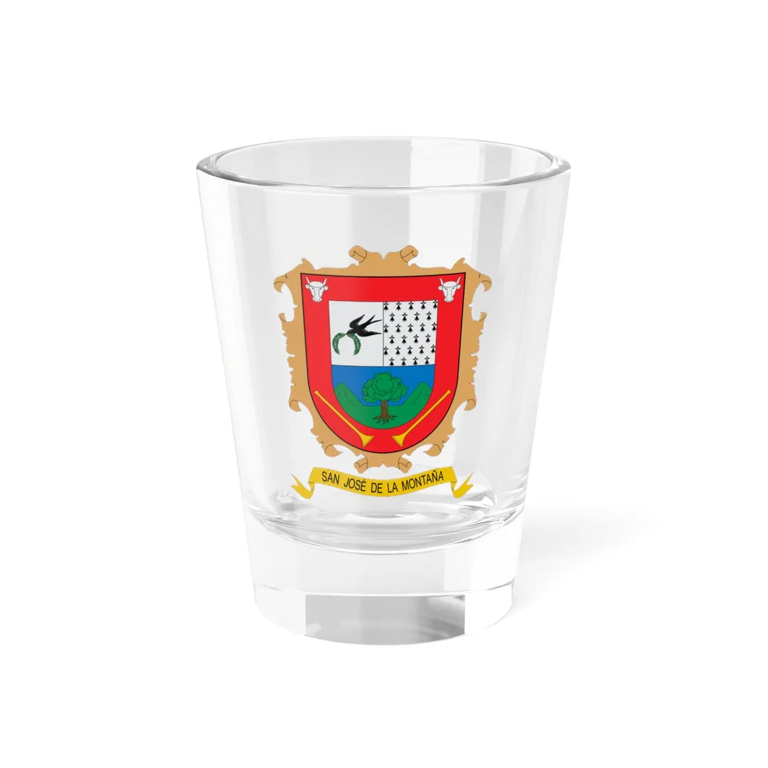 Escudo de San José de la Montaña (Colombia) (Coat of Arms) Shot Glass 1.5oz 1.5oz - Go Mug Yourself