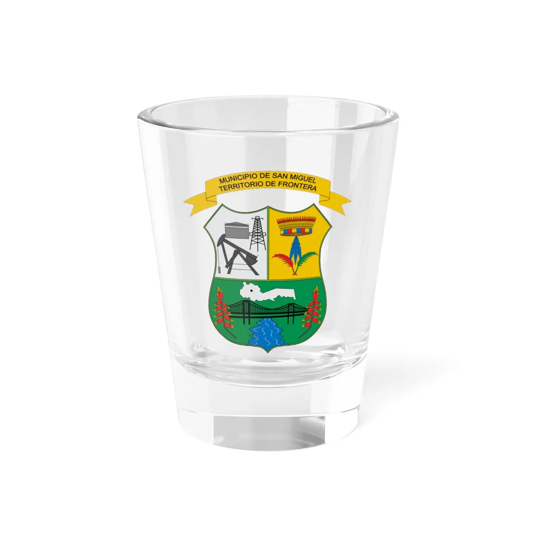 Escudo de San Miguel-La Dorada (Colombia) (Coat of Arms) Shot Glass 1.5oz 1.5oz - Go Mug Yourself