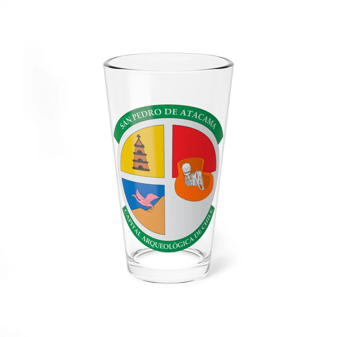 Escudo de San Pedro de Atacama (Chile) (Coat of Arms) Pint Glass 16oz 16oz - Go Mug Yourself
