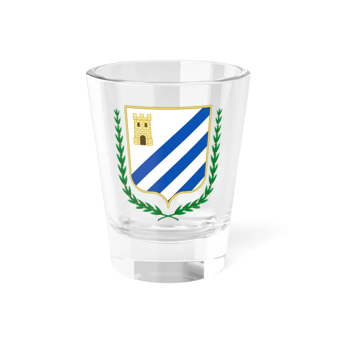 Escudo de San Ramón de la Nueva Orán (Equatorial Guinea) (Coat of Arms) Shot Glass 1.5oz 1.5oz - Go Mug Yourself