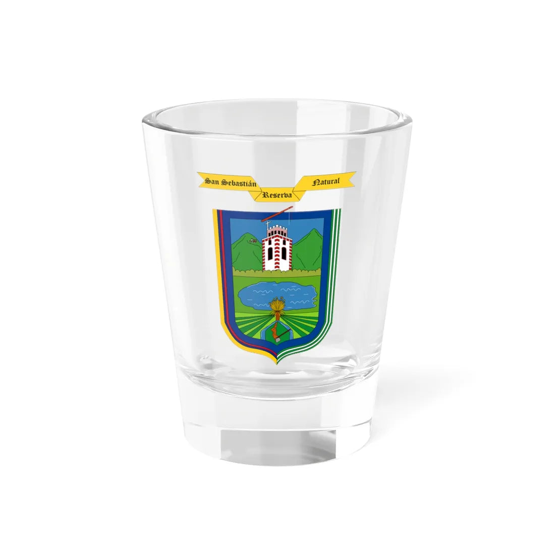 Escudo de San Sebastián - Cauca (Colombia) (Coat of Arms) Shot Glass 1.5oz 1.5oz - Go Mug Yourself