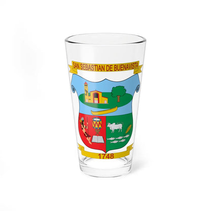 Escudo de San Sebastián de Buenavista Magdalena (Colombia) (Coat of Arms) Pint Glass 16oz 16oz - Go Mug Yourself