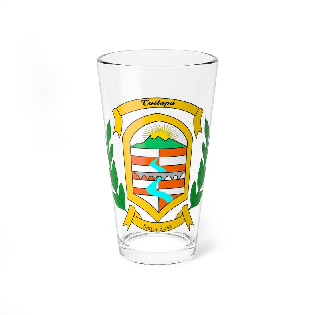Escudo de Santa Rosa y Cuilapa (Guatemala) (Coat of Arms) Pint Glass 16oz 16oz - Go Mug Yourself