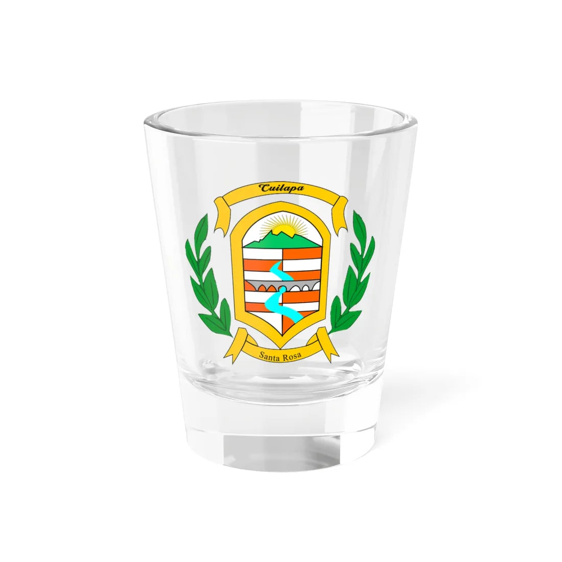 Escudo de Santa Rosa y Cuilapa (Guatemala) (Coat of Arms) Shot Glass 1.5oz 1.5oz - Go Mug Yourself