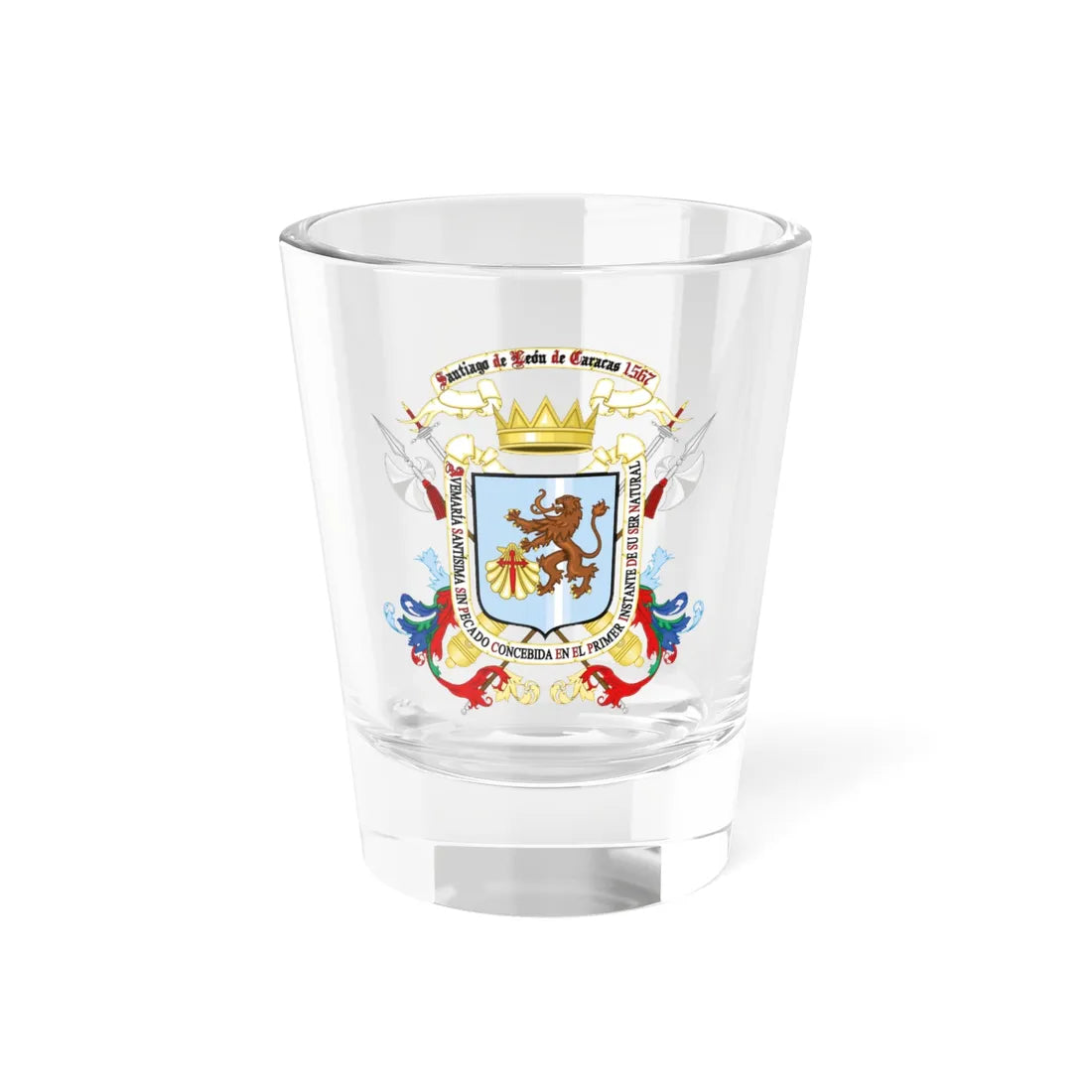 Escudo de Santiago de León de Caracas 1567 1766-2022 (Venezuela) (Coat of Arms) Shot Glass 1.5oz 1.5oz - Go Mug Yourself