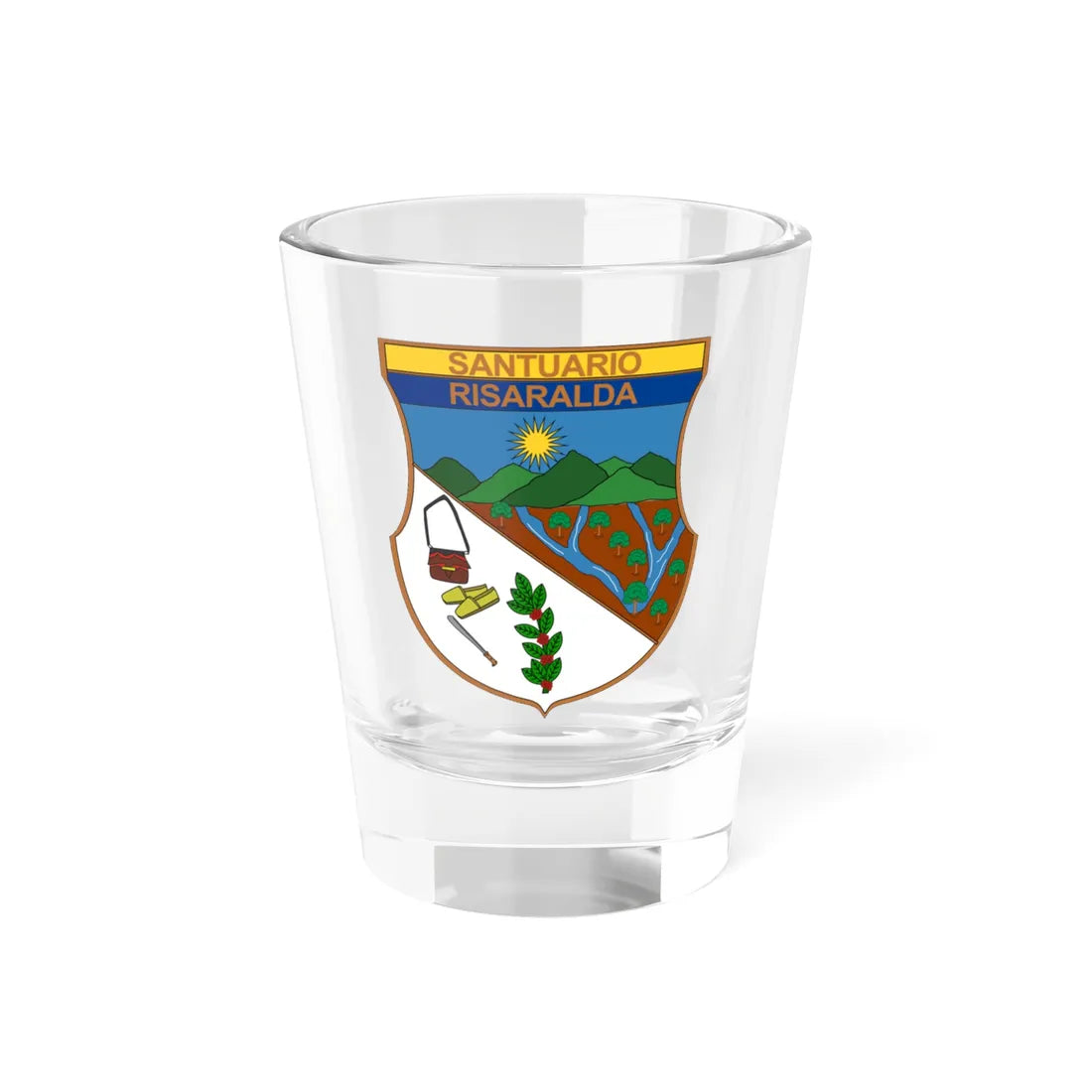 Escudo de Santuario - Risaralda (Colombia) (Coat of Arms) Shot Glass 1.5oz 1.5oz - Go Mug Yourself