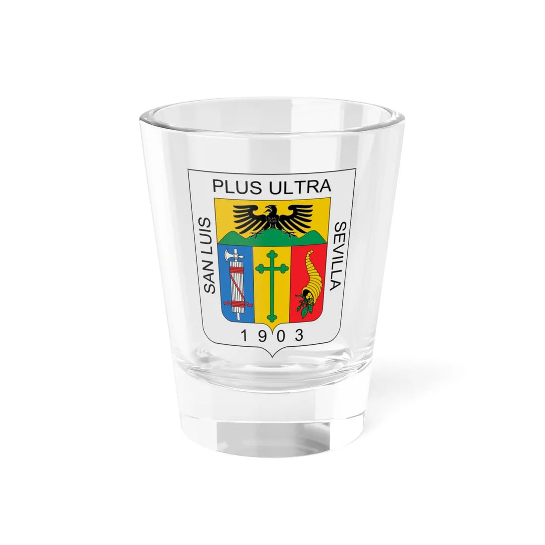 Escudo de Sevilla Valle del Cauca (Colombia) (Coat of Arms) Shot Glass 1.5oz 1.5oz - Go Mug Yourself