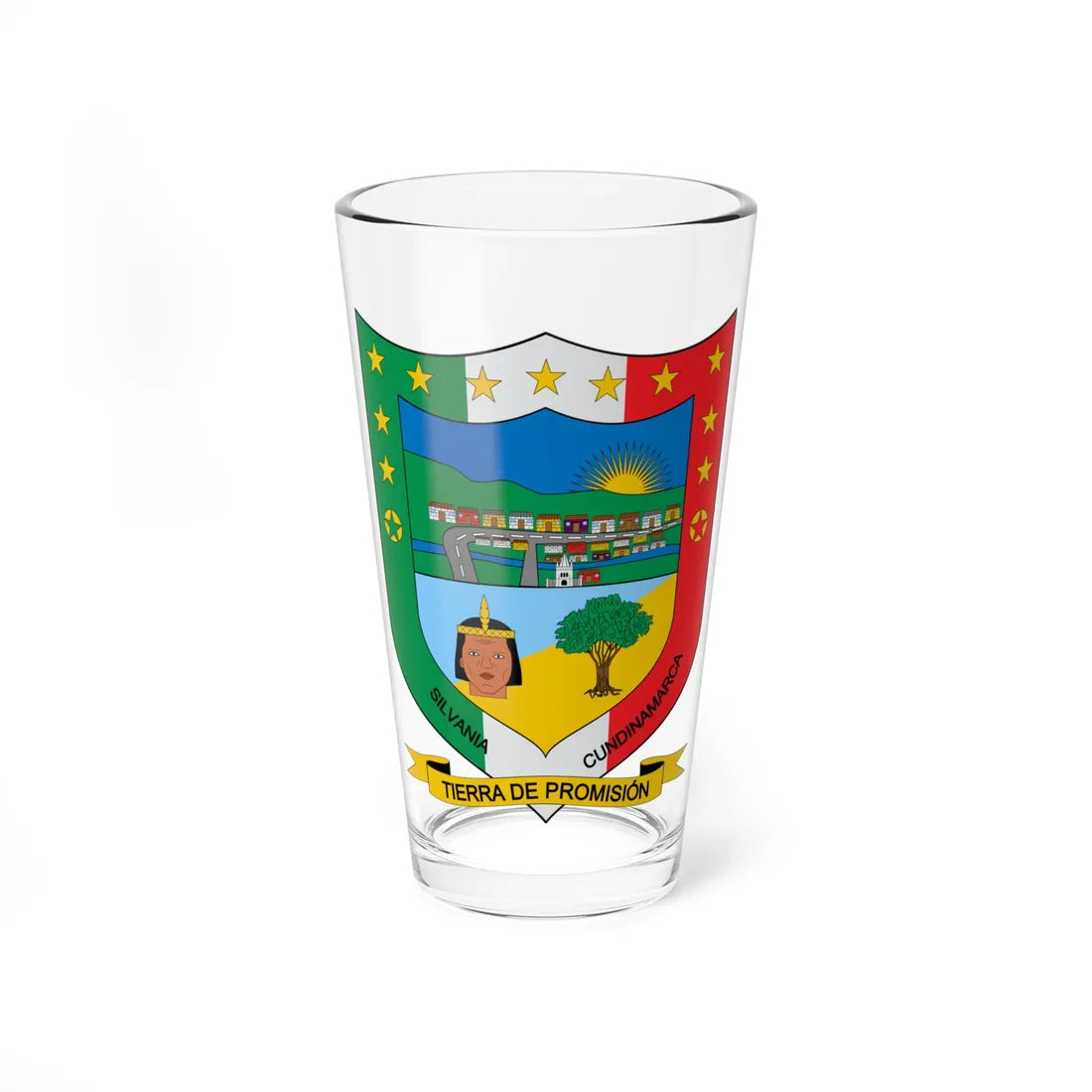 Escudo de Silvania Cundinamarca (Colombia) (Coat of Arms) Pint Glass 16oz 16oz - Go Mug Yourself
