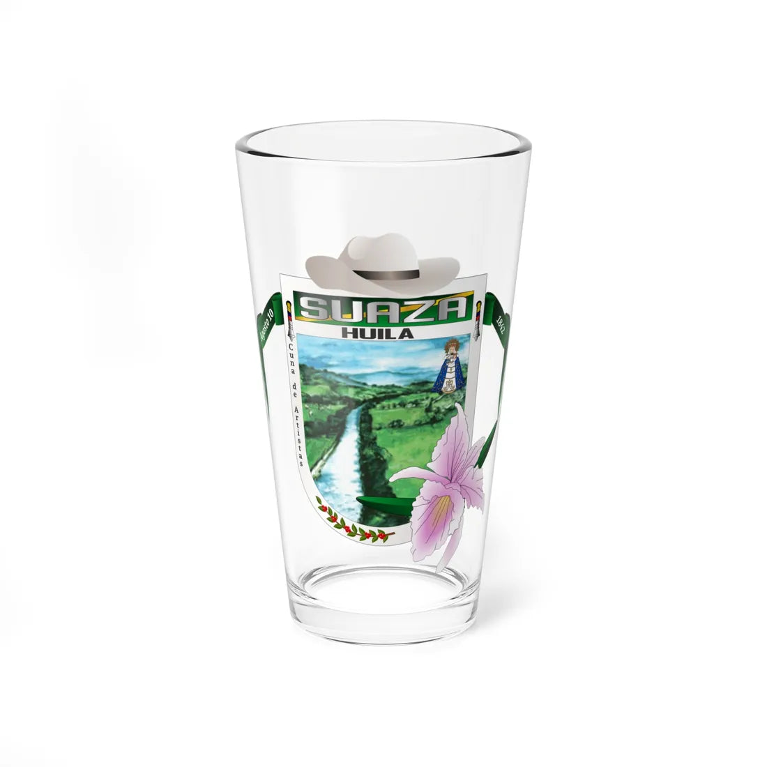 Escudo de Suaza Huila (Colombia) (Coat of Arms) Pint Glass 16oz 16oz - Go Mug Yourself