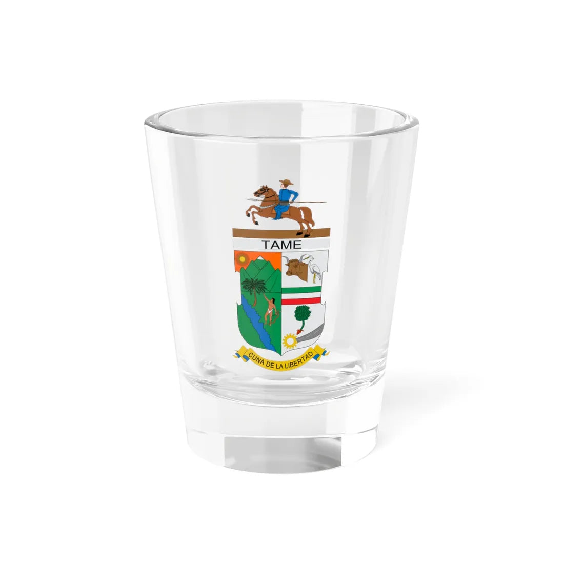 Escudo de Tame Arauca (Colombia) (Coat of Arms) Shot Glass 1.5oz 1.5oz - Go Mug Yourself