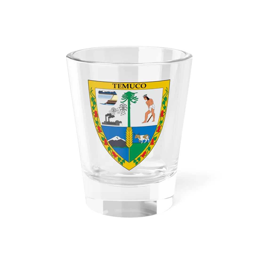 Escudo de Temuco (Chile) (Coat of Arms) Shot Glass 1.5oz 1.5oz - Go Mug Yourself