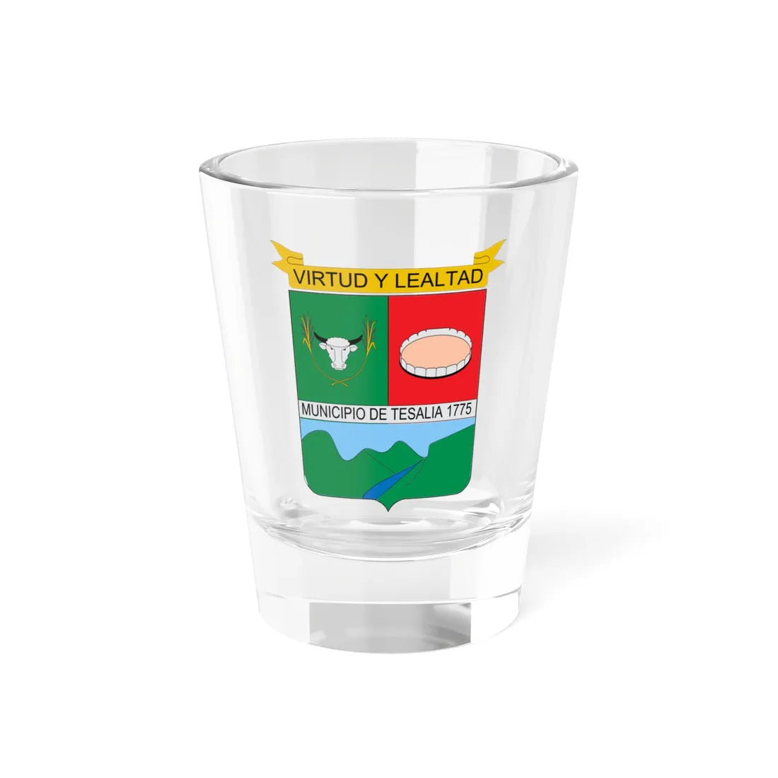 Escudo de Tesalia Huila (Colombia) (Coat of Arms) Shot Glass 1.5oz 1.5oz - Go Mug Yourself