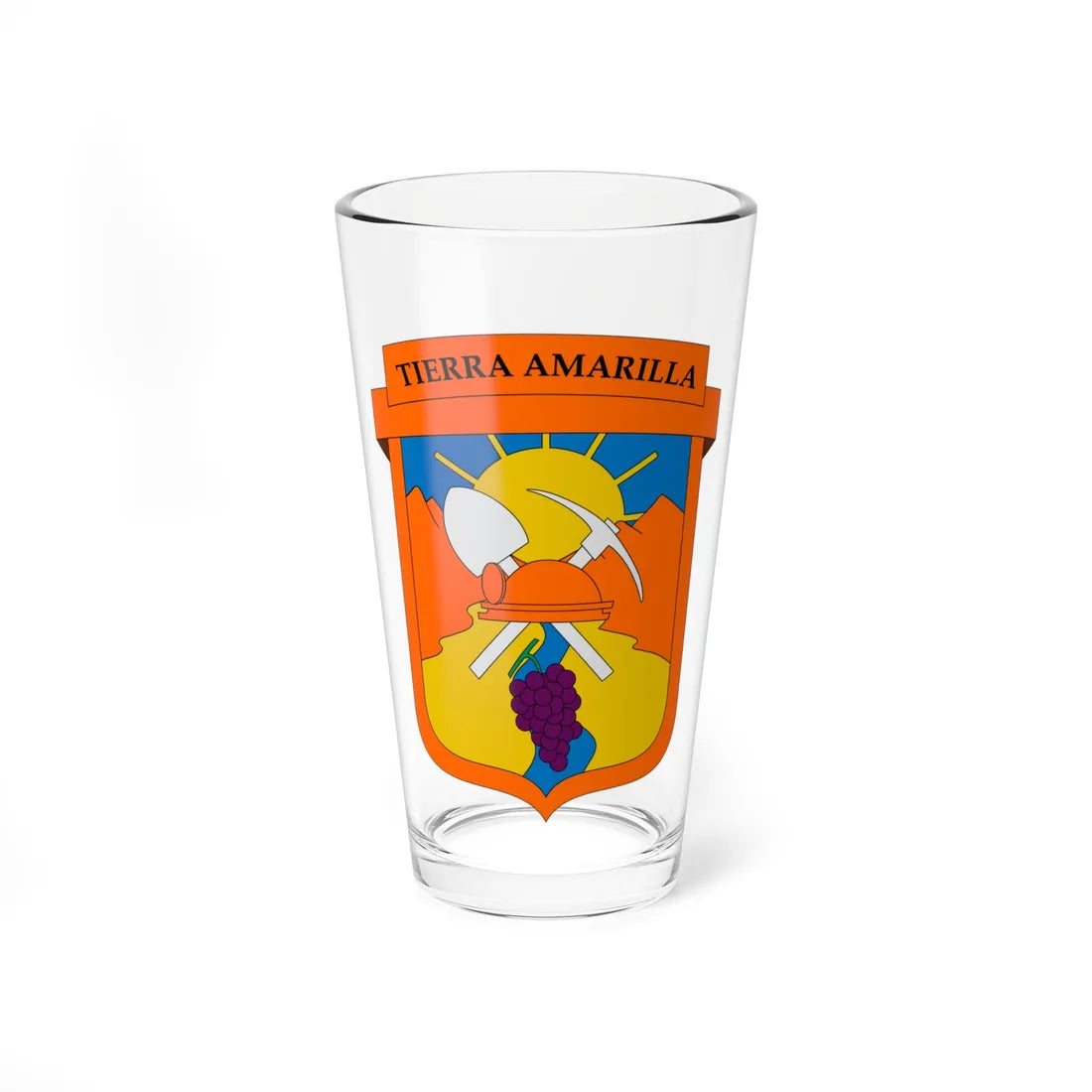 Escudo de Tierra Amarilla (Chile) (Coat of Arms) Pint Glass 16oz 16oz - Go Mug Yourself