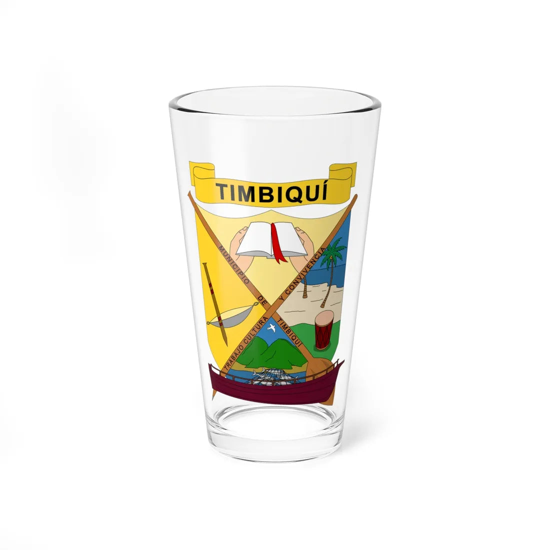 Escudo de Timbiquí - Cauca (Colombia) (Coat of Arms) Pint Glass 16oz 16oz - Go Mug Yourself