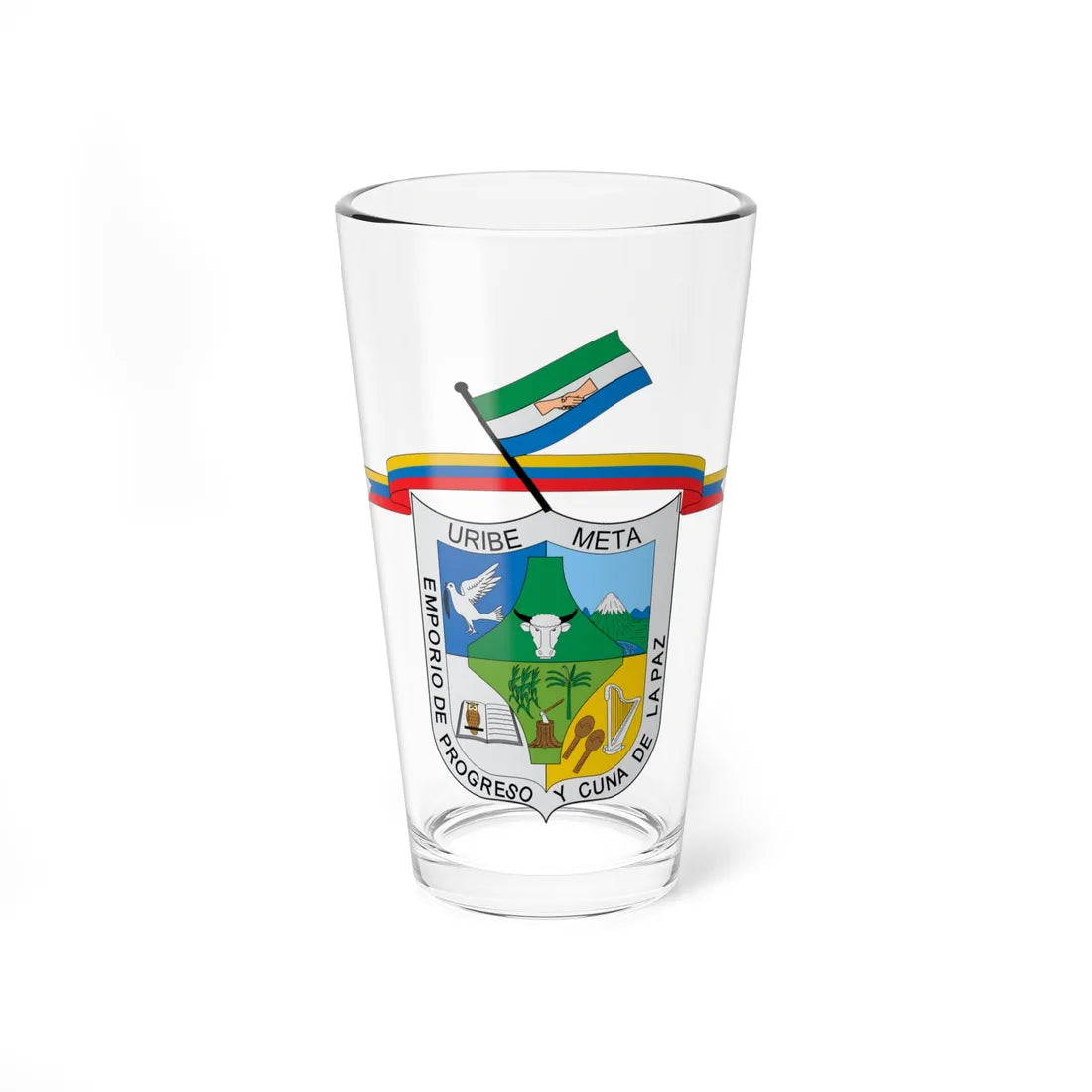 Escudo de Uribe Meta (Colombia) (Coat of Arms) Pint Glass 16oz 16oz - Go Mug Yourself