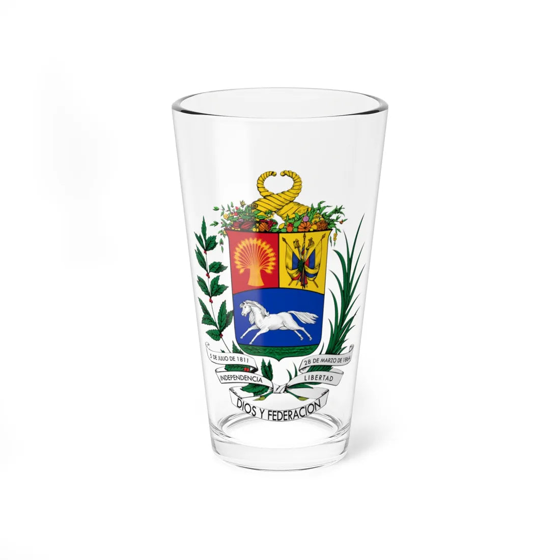 Escudo de Venezuela 1871-1905 (United States) (Coat of Arms) Pint Glass 16oz 16oz - Go Mug Yourself