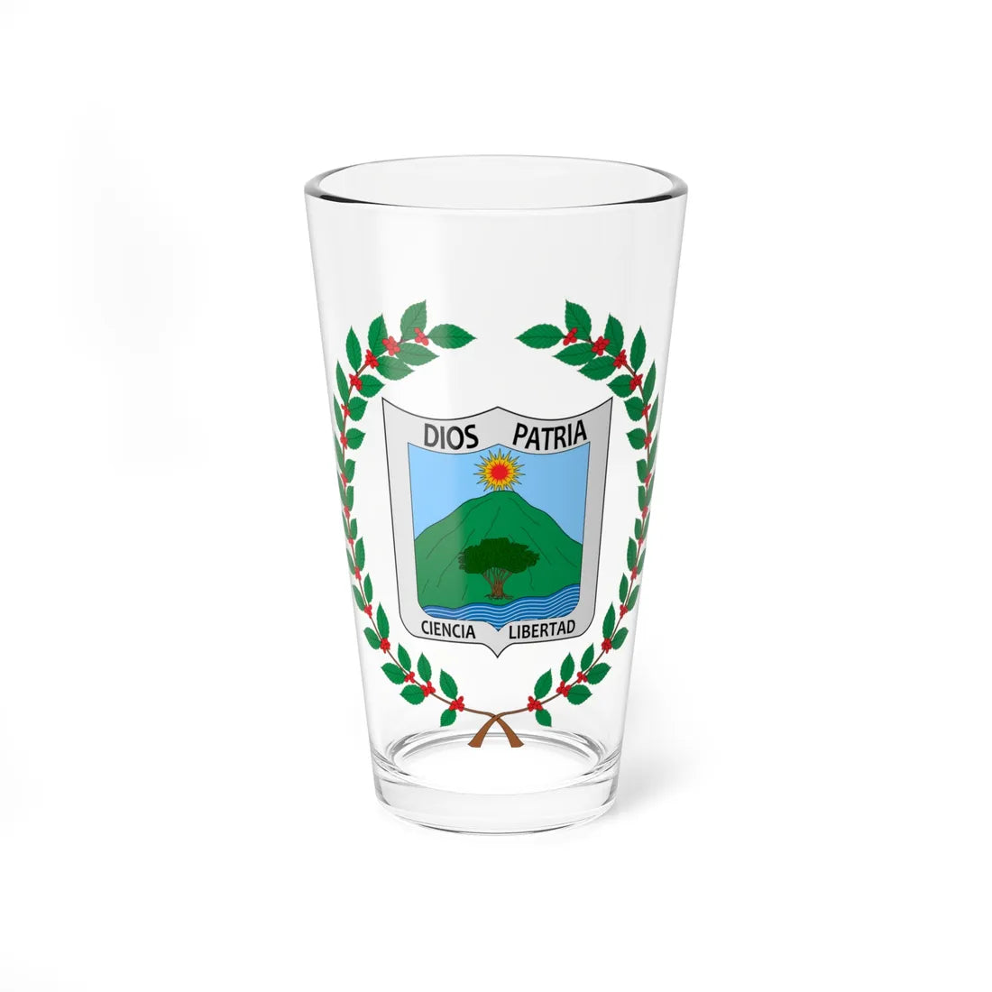 Escudo de Vergara Cundinamarca (Colombia) (Coat of Arms) Pint Glass 16oz 16oz - Go Mug Yourself