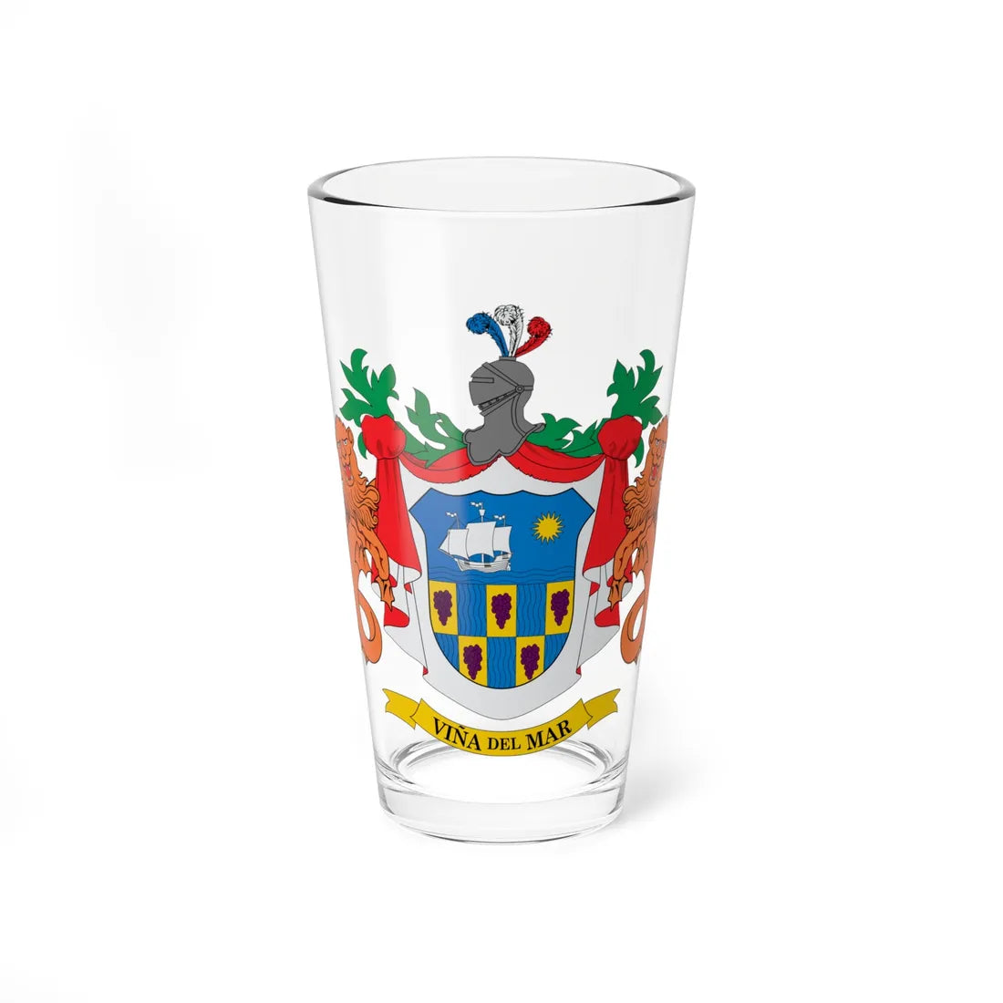 Escudo de Viña del Mar (Chile) (Coat of Arms) Pint Glass 16oz 16oz - Go Mug Yourself