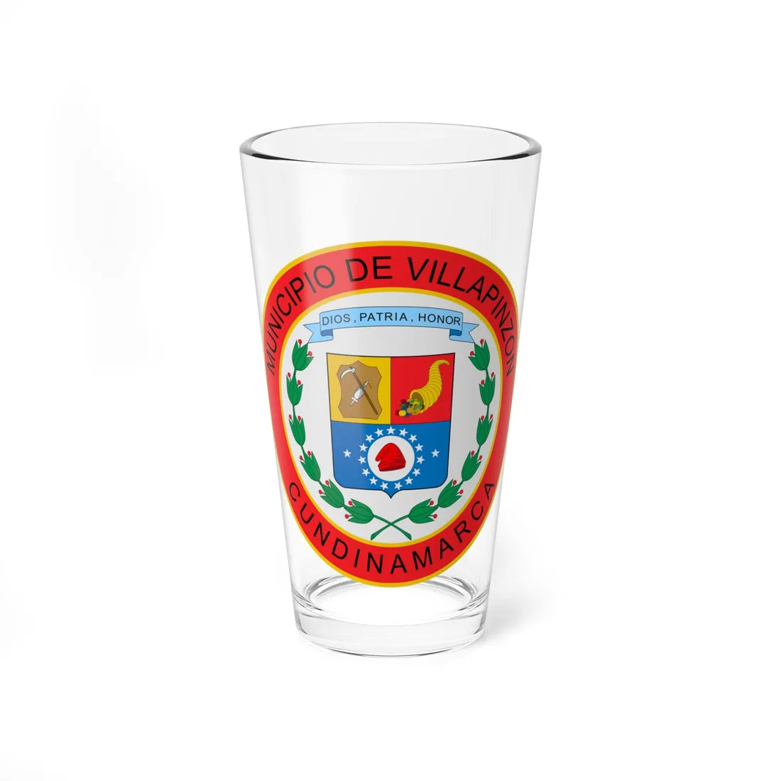 Escudo de Villapinzon (Colombia) (Coat of Arms) Pint Glass 16oz 16oz - Go Mug Yourself