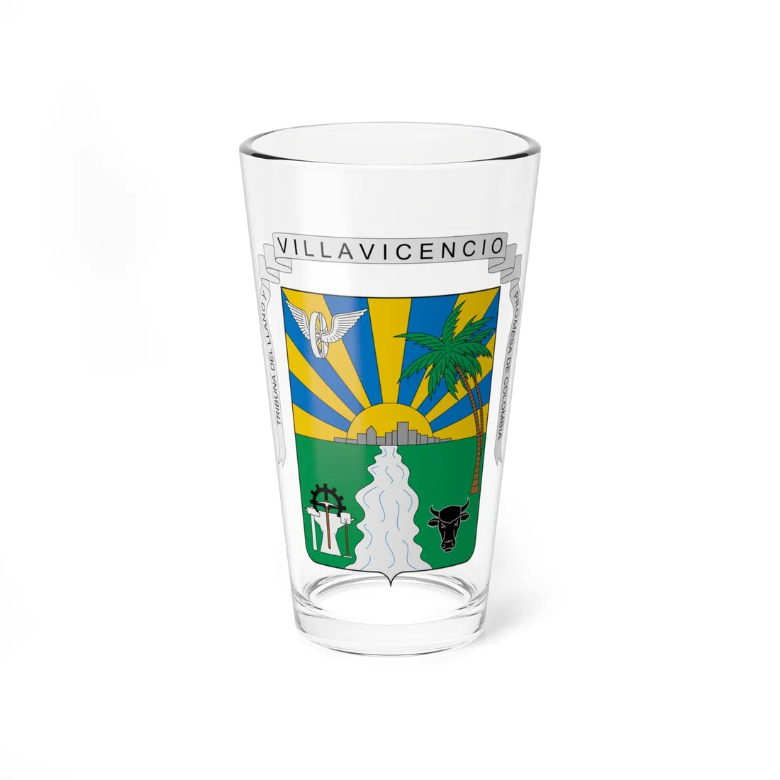 Escudo de Villavicencio (Colombia) (Coat of Arms) Pint Glass 16oz 16oz - Go Mug Yourself