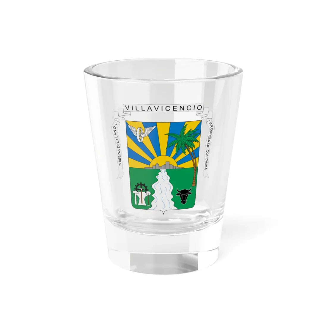 Escudo de Villavicencio (Colombia) (Coat of Arms) Shot Glass 1.5oz 1.5oz - Go Mug Yourself