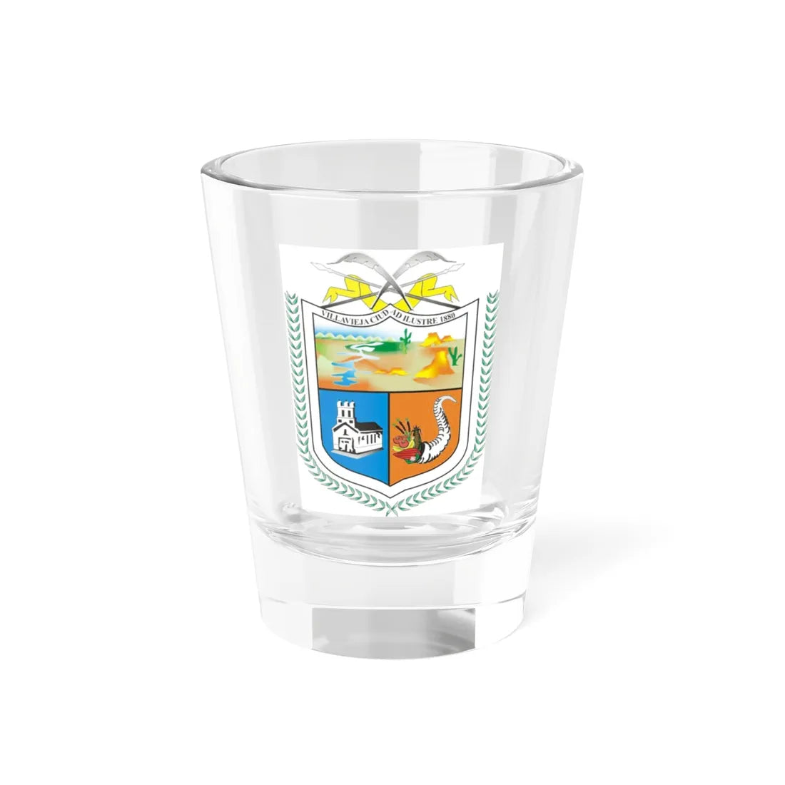 Escudo de Villavieja Huila (Colombia) (Coat of Arms) Shot Glass 1.5oz 1.5oz - Go Mug Yourself