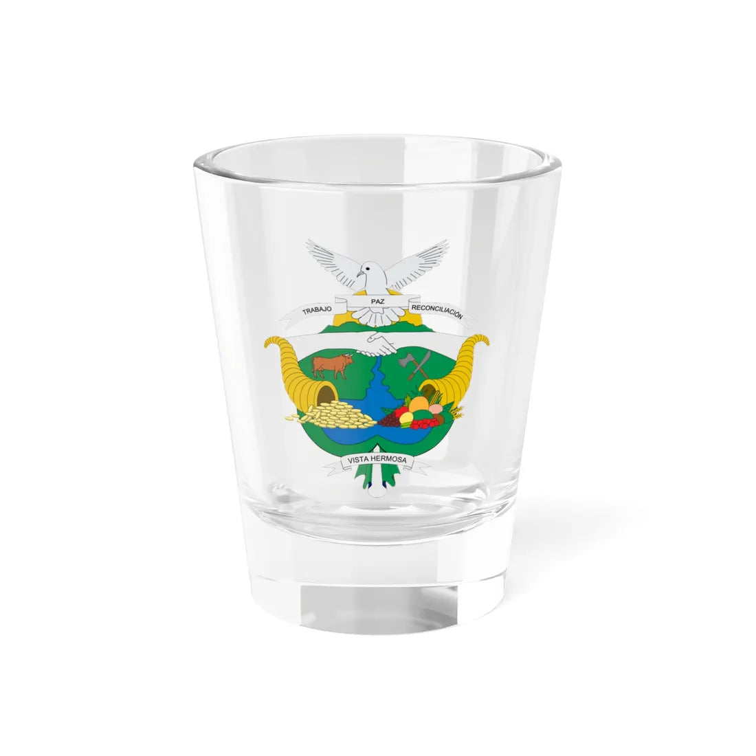 Escudo de Vista Hermosa Meta (Colombia) (Coat of Arms) Shot Glass 1.5oz 1.5oz - Go Mug Yourself
