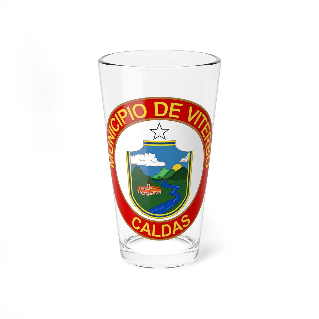 Escudo de Viterbo - Caldas (Colombia) (Coat of Arms) Pint Glass 16oz 16oz - Go Mug Yourself