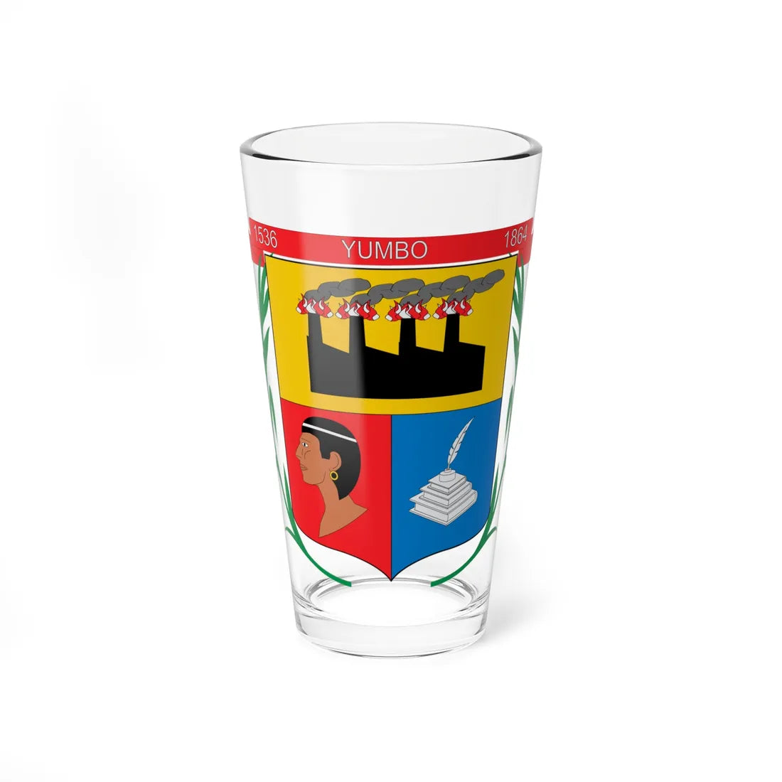 Escudo de Yumbo Valle del Cauca (Colombia) (Coat of Arms) Pint Glass 16oz 16oz - Go Mug Yourself