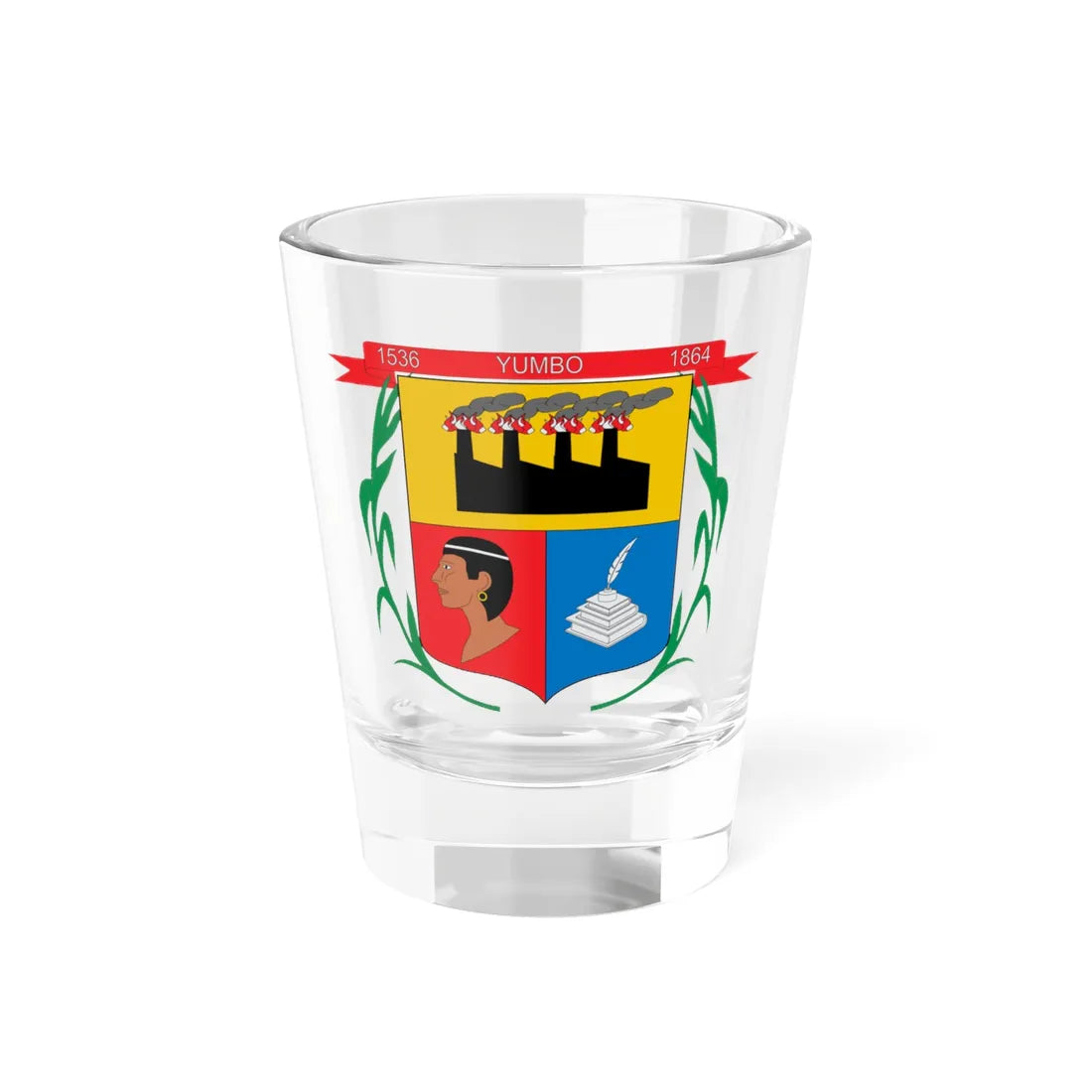 Escudo de Yumbo Valle del Cauca (Colombia) (Coat of Arms) Shot Glass 1.5oz 1.5oz - Go Mug Yourself