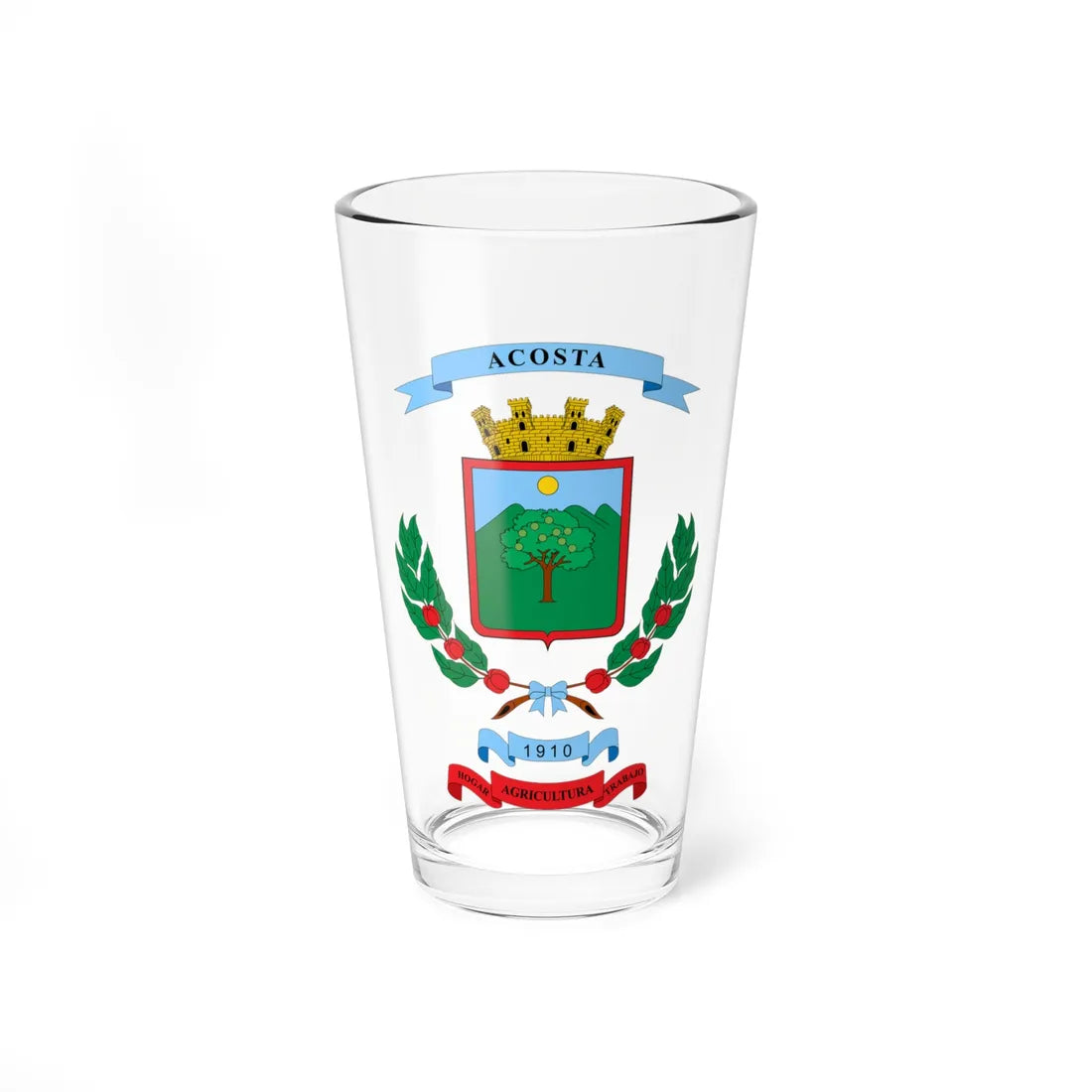 Escudo del cantón de Acosta (Costa Rica) (Coat of Arms) Pint Glass 16oz 16oz - Go Mug Yourself