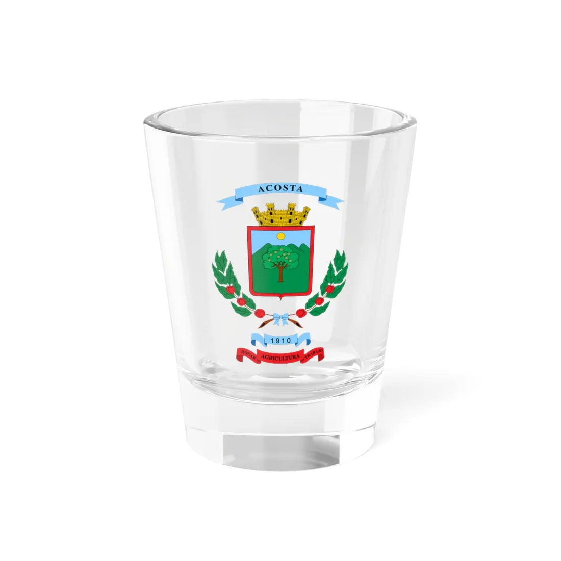 Escudo del cantón de Acosta (Costa Rica) (Coat of Arms) Shot Glass 1.5oz 1.5oz - Go Mug Yourself