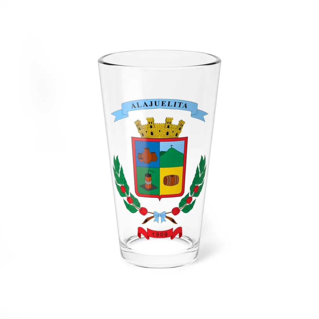 Escudo del cantón de Alajuelita (Costa Rica) (Coat of Arms) Pint Glass 16oz 16oz - Go Mug Yourself
