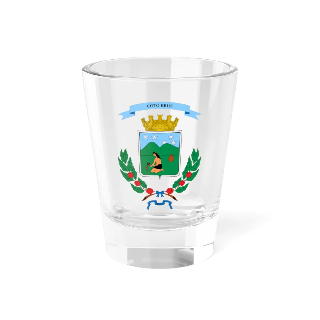 Escudo del Cantón de Coto Brus (Costa Rica) (Coat of Arms) Shot Glass 1.5oz 1.5oz - Go Mug Yourself