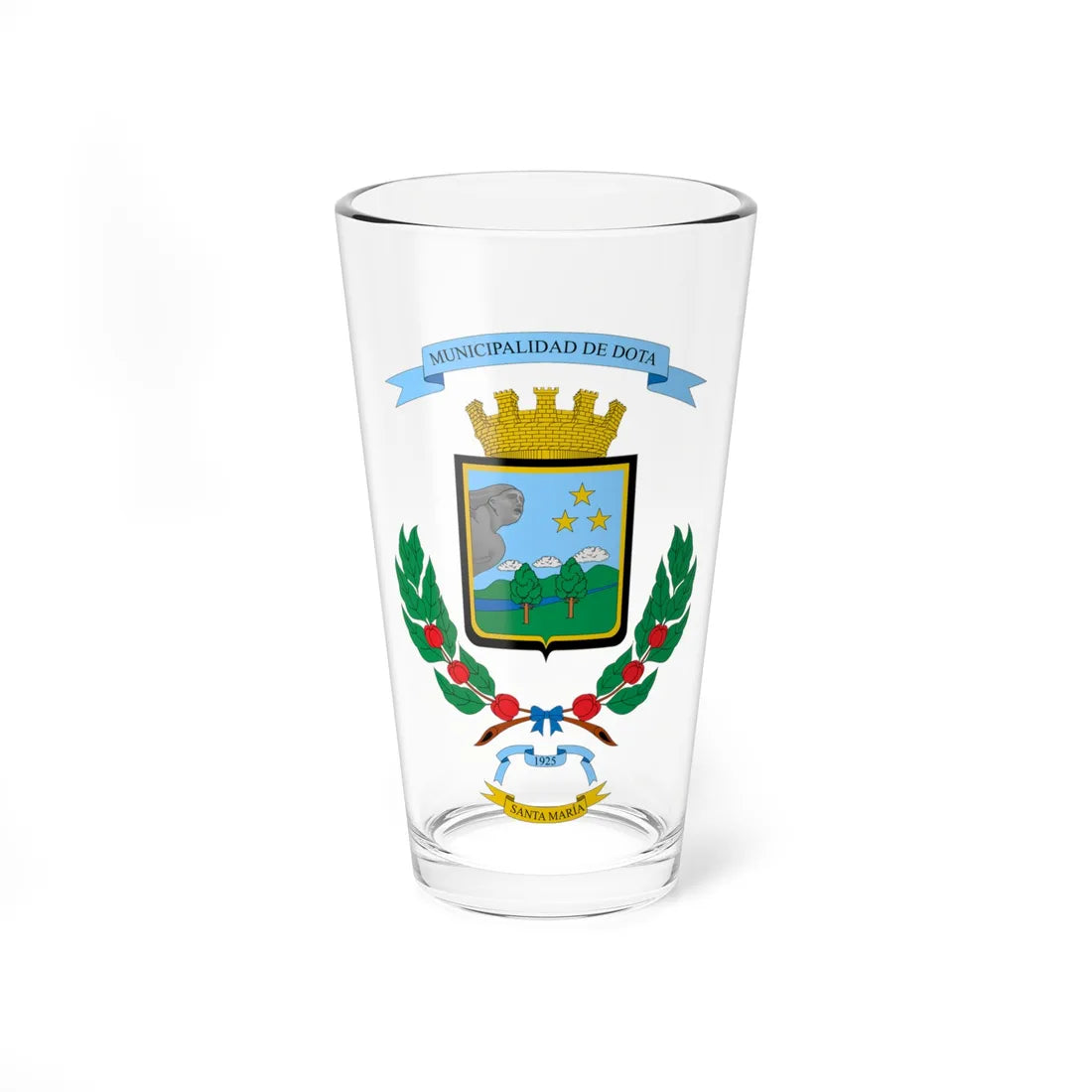 Escudo del Cantón de Dota (Costa Rica) (Coat of Arms) Pint Glass 16oz 16oz - Go Mug Yourself