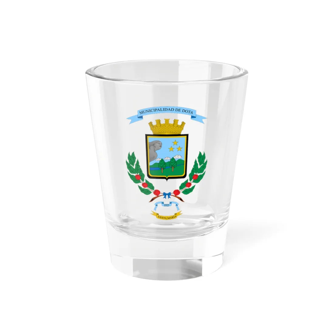 Escudo del Cantón de Dota (Costa Rica) (Coat of Arms) Shot Glass 1.5oz 1.5oz - Go Mug Yourself