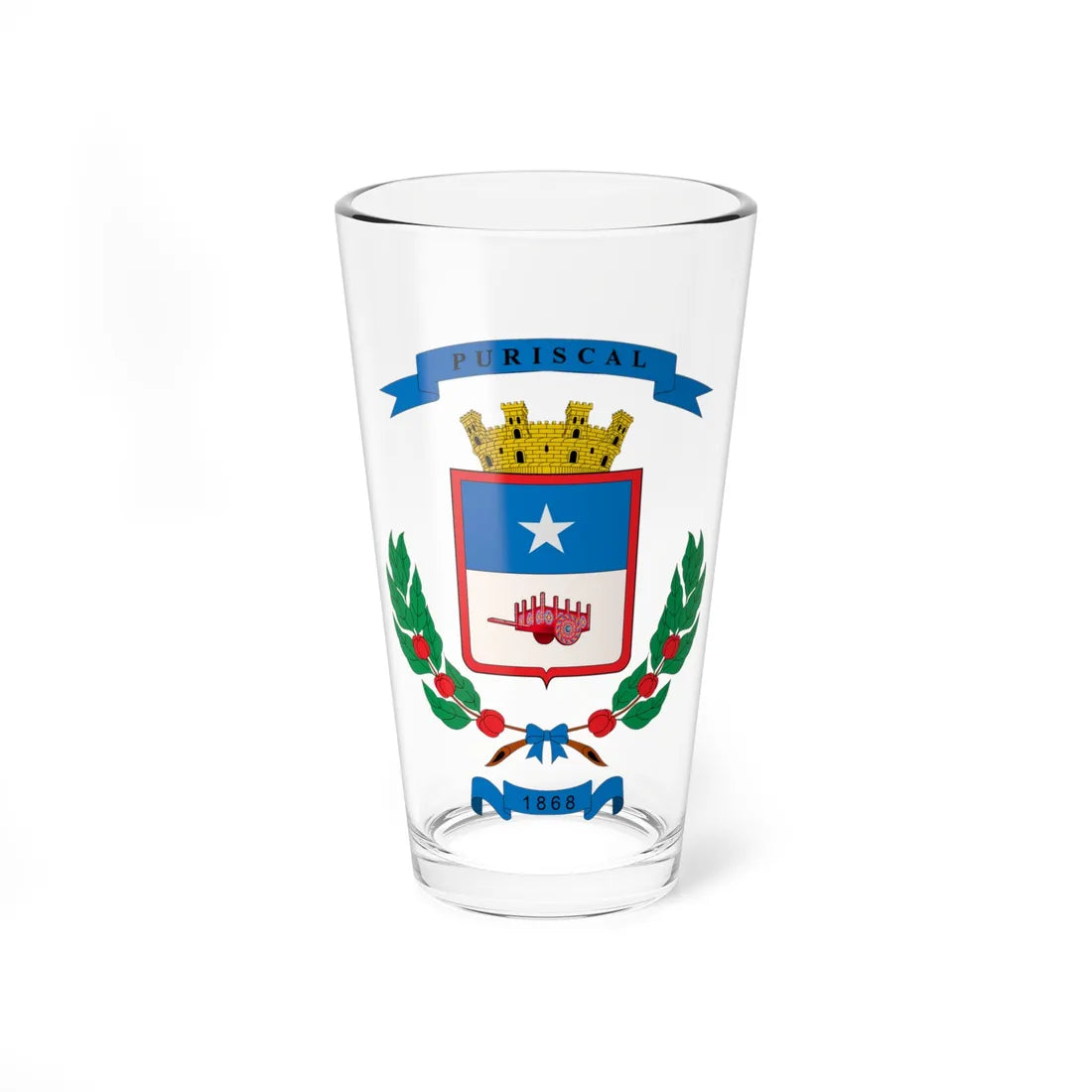 Escudo del cantón de Puriscal (Costa Rica) (Coat of Arms) Pint Glass 16oz 16oz - Go Mug Yourself