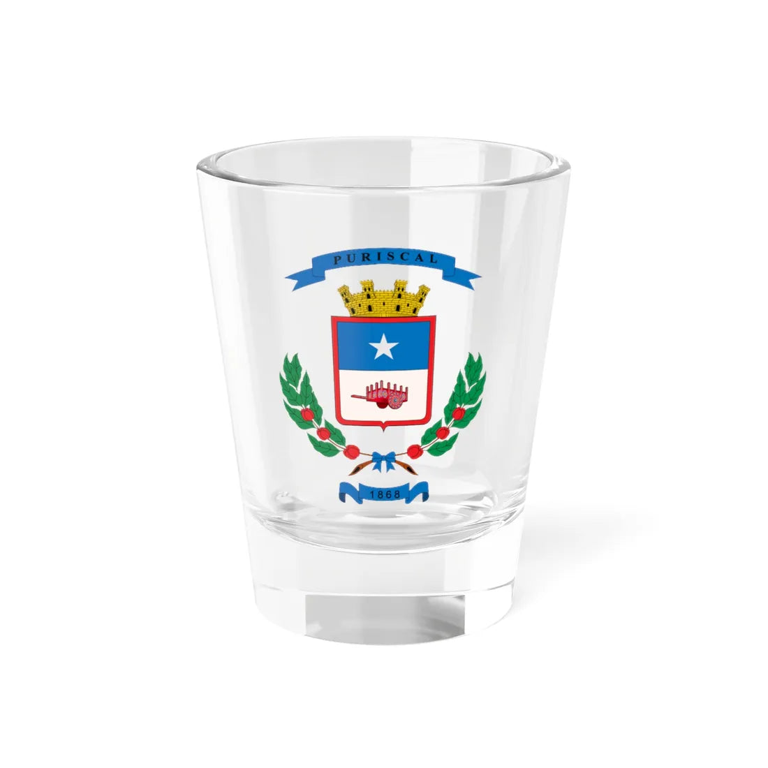 Escudo del cantón de Puriscal (Costa Rica) (Coat of Arms) Shot Glass 1.5oz 1.5oz - Go Mug Yourself