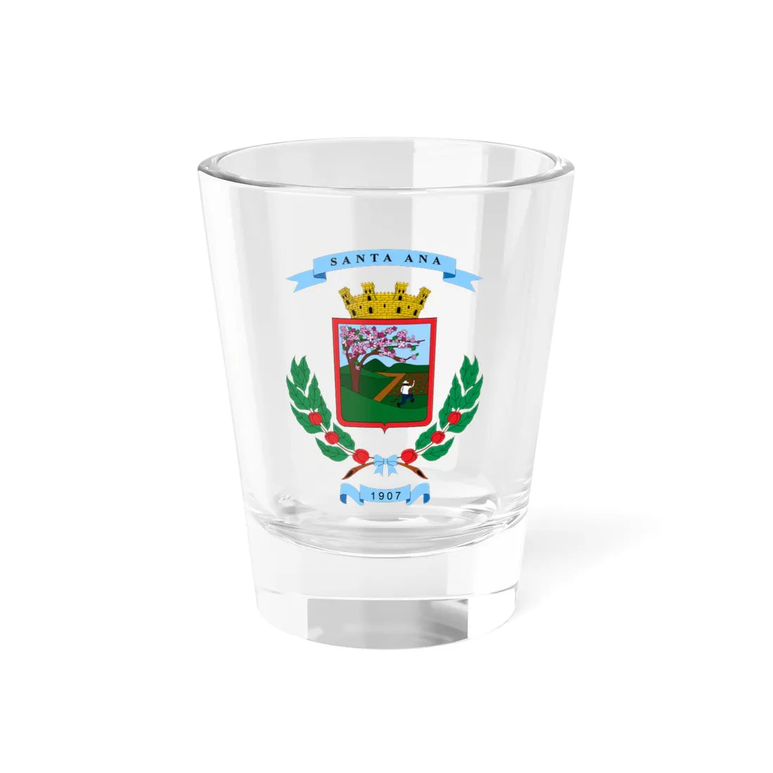 Escudo del cantón de Santa Ana (Costa Rica) (Coat of Arms) Shot Glass 1.5oz 1.5oz - Go Mug Yourself